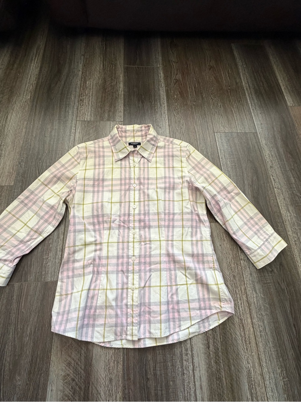 Burberry Girls Plaid Button-Down Shirt - Pink, Yellow & Cream